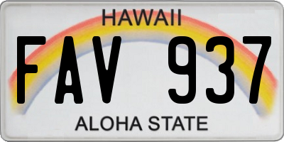 HI license plate FAV937