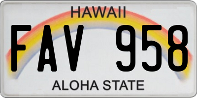HI license plate FAV958