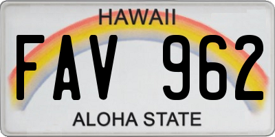 HI license plate FAV962
