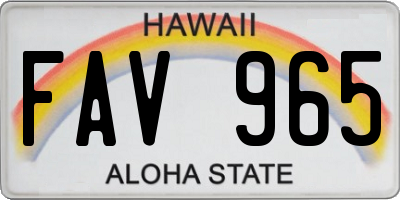 HI license plate FAV965
