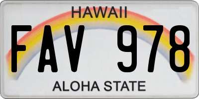 HI license plate FAV978