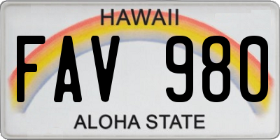 HI license plate FAV980