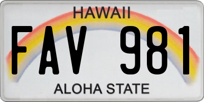 HI license plate FAV981