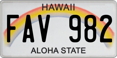 HI license plate FAV982