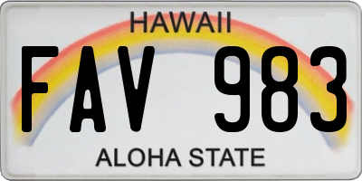 HI license plate FAV983