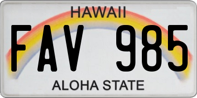 HI license plate FAV985