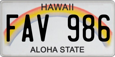 HI license plate FAV986