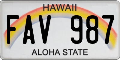 HI license plate FAV987
