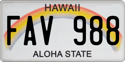 HI license plate FAV988