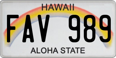 HI license plate FAV989