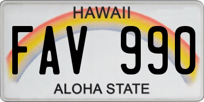 HI license plate FAV990