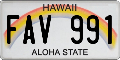 HI license plate FAV991