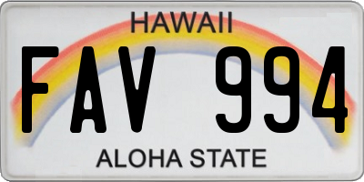 HI license plate FAV994