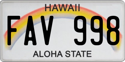 HI license plate FAV998