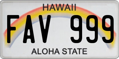 HI license plate FAV999