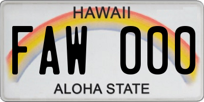 HI license plate FAW000