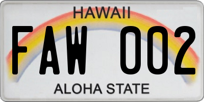 HI license plate FAW002
