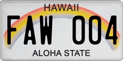 HI license plate FAW004