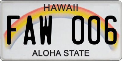 HI license plate FAW006