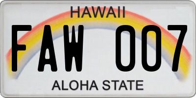 HI license plate FAW007