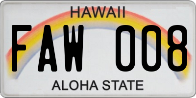 HI license plate FAW008
