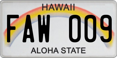 HI license plate FAW009