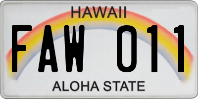 HI license plate FAW011