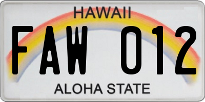 HI license plate FAW012