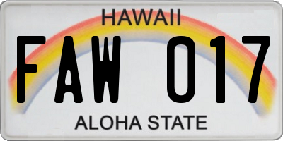 HI license plate FAW017