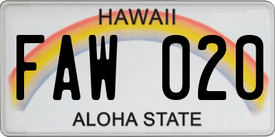 HI license plate FAW020