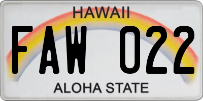 HI license plate FAW022