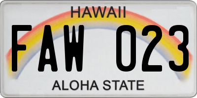 HI license plate FAW023