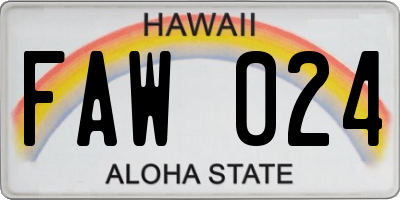 HI license plate FAW024