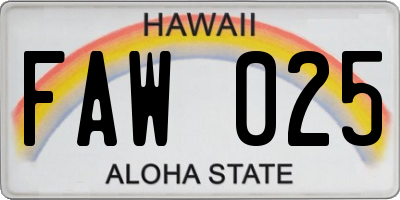 HI license plate FAW025