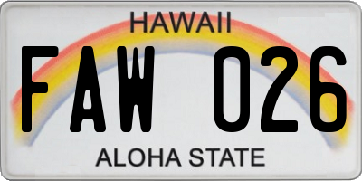 HI license plate FAW026