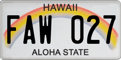 HI license plate FAW027