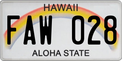 HI license plate FAW028