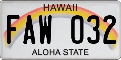 HI license plate FAW032