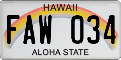 HI license plate FAW034