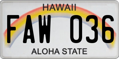 HI license plate FAW036