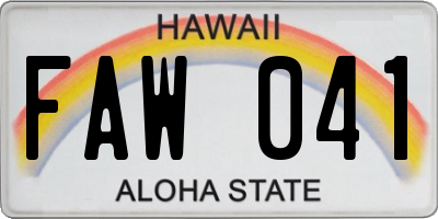 HI license plate FAW041