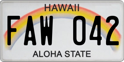 HI license plate FAW042