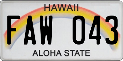 HI license plate FAW043