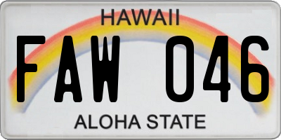 HI license plate FAW046