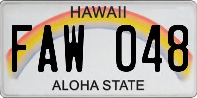 HI license plate FAW048