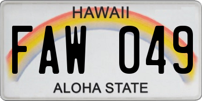 HI license plate FAW049
