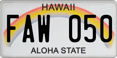 HI license plate FAW050