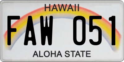 HI license plate FAW051
