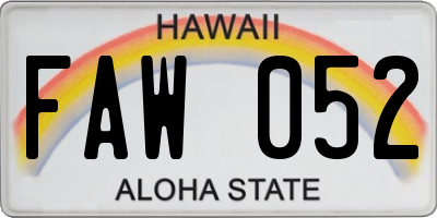 HI license plate FAW052