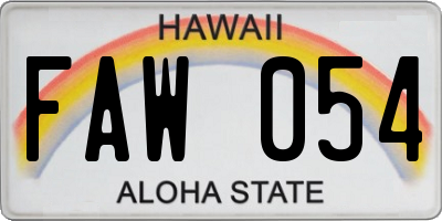 HI license plate FAW054